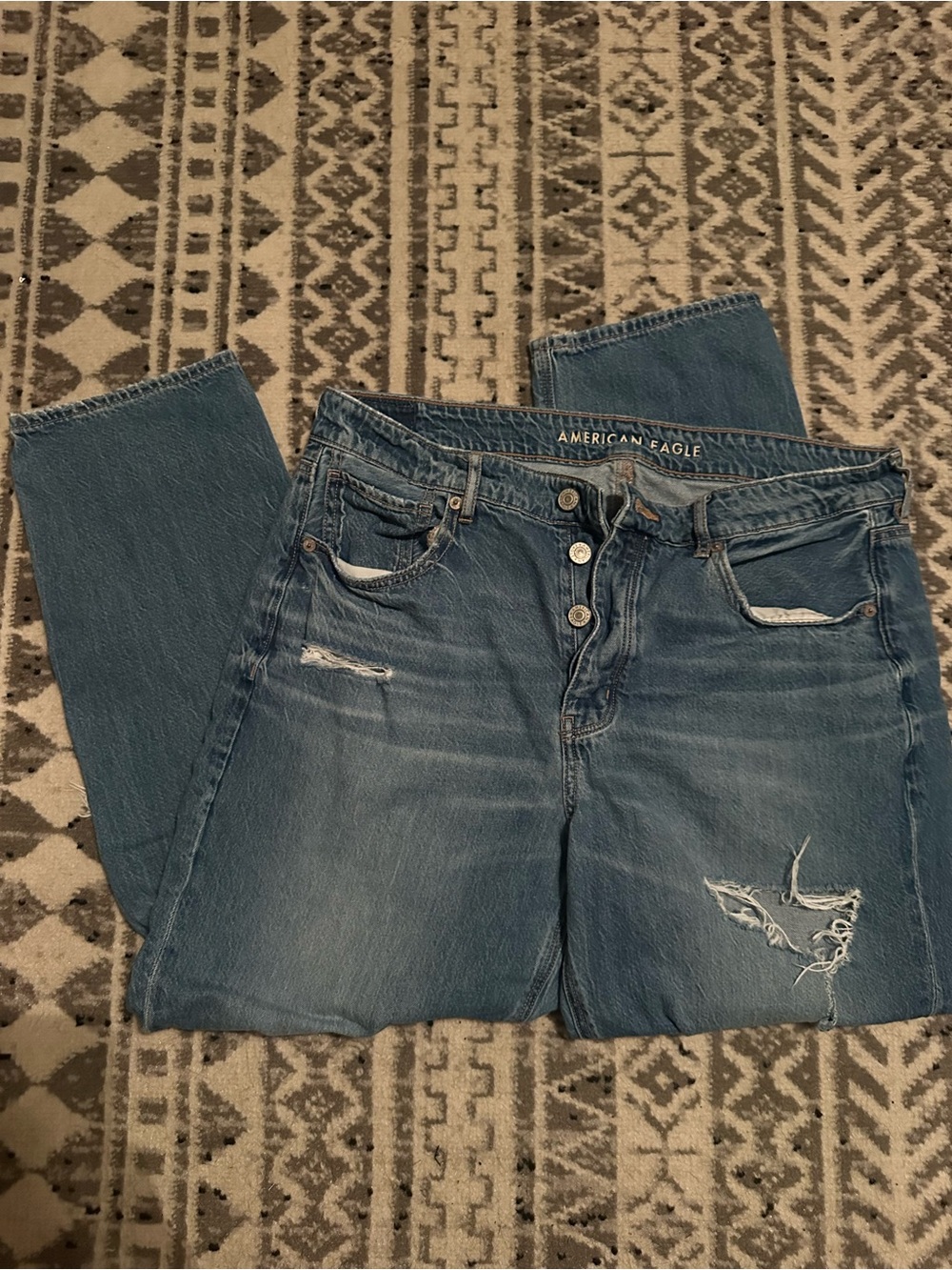 American Eagle Outfitters Blue Distressed Ankle Jeans